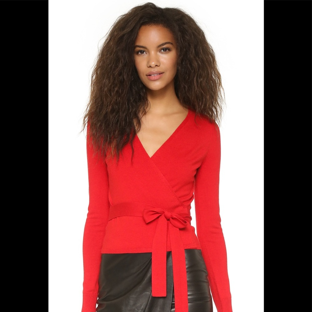 Diane Von Furstenberg Ballerina Wrap Sweater in Poppy - worn once - L